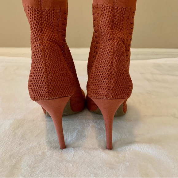 Rouge Helium open toe burnt orange knit booties 6 - Picture 4 of 6